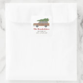 Houten Comité Auto Kerstboom Adres Vierkante Sticker (Tas)
