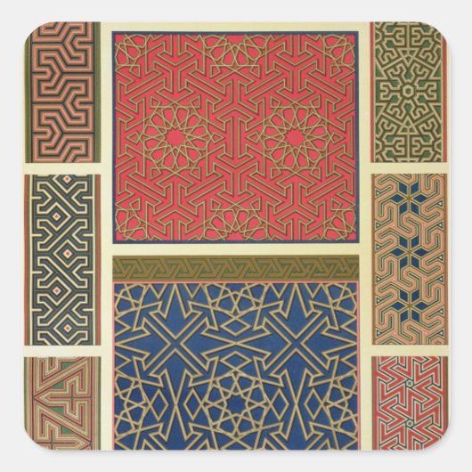 Houten compartimenten en grenzen, van 'Arabische k Vierkante Sticker (Voorkant)