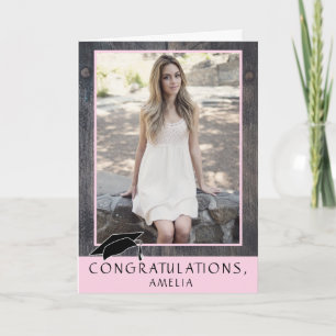 Houten Congratulatie Afstudeerfoto met Ruw Uitstra Kaart