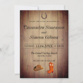 Houten Cowboylaarzen, Rustieke Trouwdag Kaart (Voorkant)