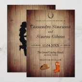 Houten Cowboylaarzen, Rustieke Trouwdag Kaart (Voorkant / Achterkant)
