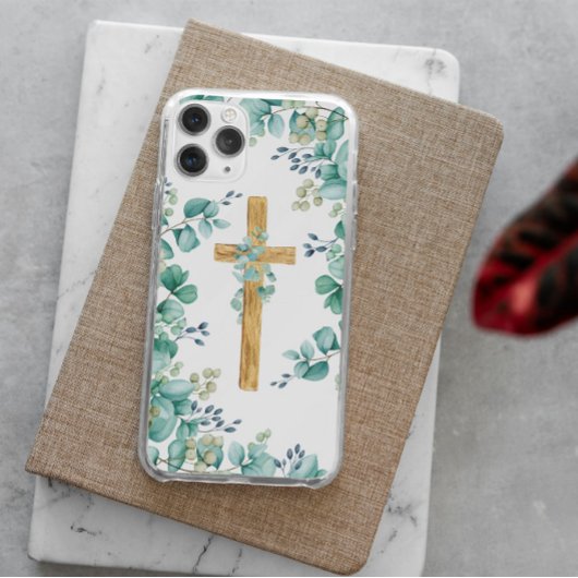 Houten Cross met Eucalyptus iPhone hoesje