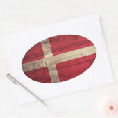 Houten Denemarken Vlag Ovale Sticker (Envelop)