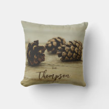 Houten Denneappels Herfst Foto Aangepaste Familien