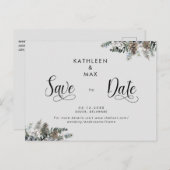 Houten Denneappels Trouw Save the Date Aankondigingskaart (Voorkant / Achterkant)