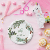 Houten dennenbomen bos groenheid bruiloft papieren bordje (Feest)