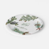 Houten dennenbomen bos groenheid bruiloft papieren bordje (Gekanteld)