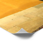 Houten deur op gele muur poster (Hoek)