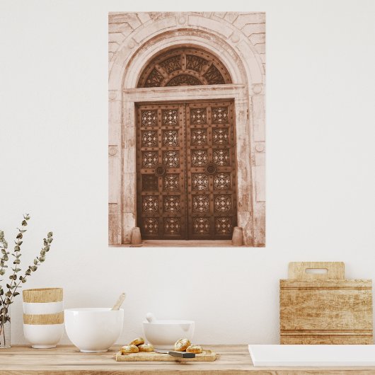 Houten deuren in het oude kwart Barcelona, Spanje Poster (Keuken)