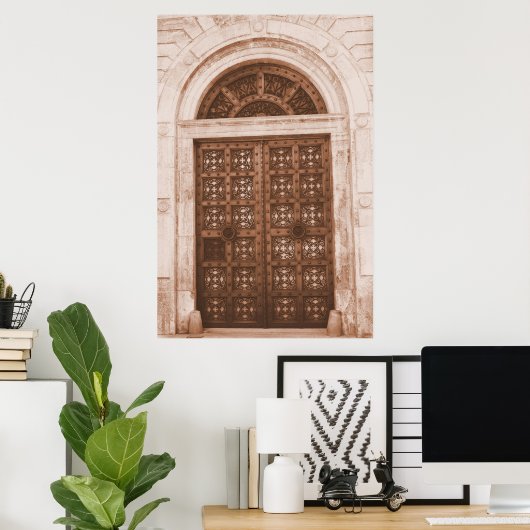 Houten deuren in het oude kwart Barcelona, Spanje Poster (Thuiskantoor)