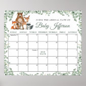 Houten Dieren Groene Verjaardag Kalender Poster (Voorkant)