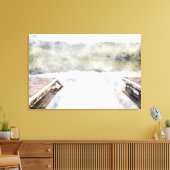 Houten dokken op de Waterverf van de Bay Faux Canvas Afdruk (Insitu (Woonkamer))