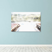 Houten dokken op de Waterverf van de Bay Faux Canvas Afdruk (Insitu (Houten vloer))