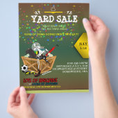 Houten doos vol met Goodies Yard Sale Flyer (Hand)