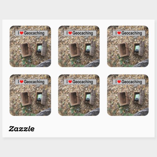 Houten dooshuid: Geocaching Vierkante Sticker (Vel)