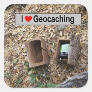 Houten dooshuid: Geocaching Vierkante Sticker
