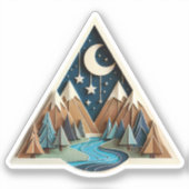 Houten driehoek nachtlandschap sticker (Voorkant)