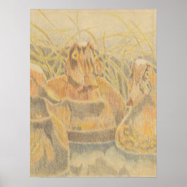 Houten Eend Decoys op Vijver Poster