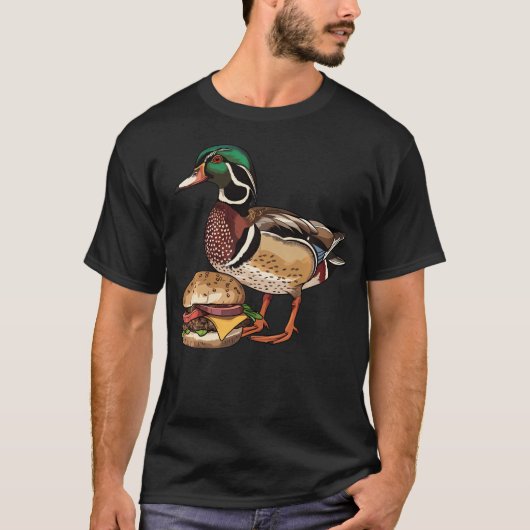 Houten Eend Eet Een Hamburger T-shirt (Voorkant)