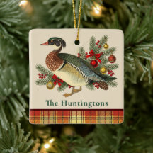 Houten Eend en Festieve Kerstgroen en Schotse Ruit