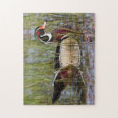Houten eend in wetland legpuzzel (Verticaal)