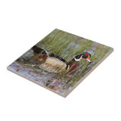 Houten eend in wetland tegeltje (Zijkant)