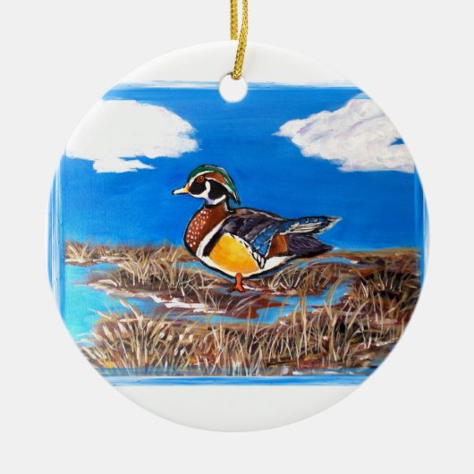 HOUTEN EEND KERAMISCH ORNAMENT (Voorkant)