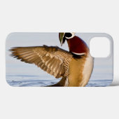 Houten eend mannetje dat met vleugels klappert in  Case-Mate iPhone case (Achterkant (horizontaal))