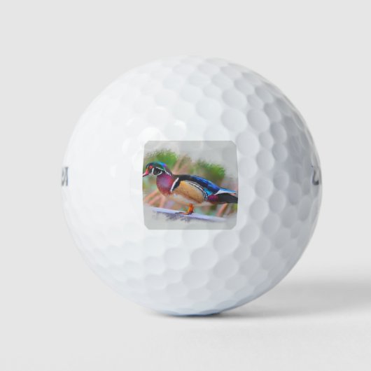 Houten eend - mannetje golfballen (Voorkant)