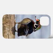 Houten eend mannetje op stam in wetland Case-Mate iPhone case (Achterkant (horizontaal))