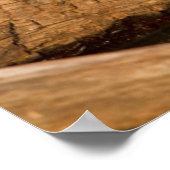 Houten eend mannetje staand op roodwangschildpad poster (Hoek)