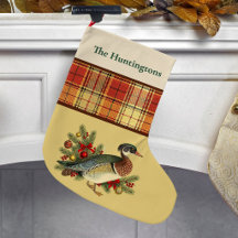 Houten Eend met Festieve Kerstgroen en Plaid