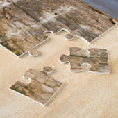 Houten eend op stam in wetland legpuzzel (Zijkant)