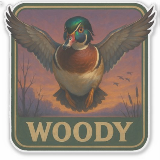 Houten Eend Sticker (Voorkant)