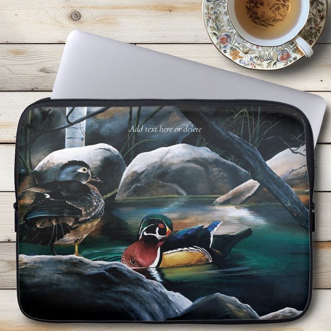 Houten Eenden Koppel Vijver Natuur Wilde Dieren Kl Laptop Sleeve (Creator heeft geüpload)