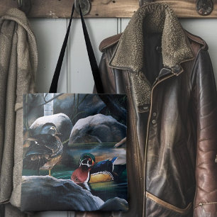 Houten Eenden Koppel Vijver Natuur Wilde Dieren Kl Tote Bag