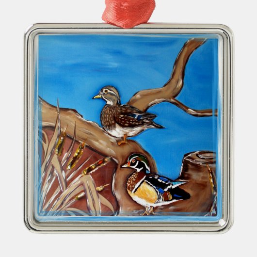 HOUTEN EENDEN METALEN ORNAMENT (Voorkant)