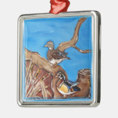 HOUTEN EENDEN METALEN ORNAMENT (Links)