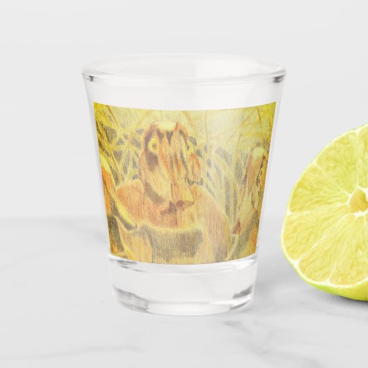 Houten Eenden op Water Shot Glas (Voorkant)