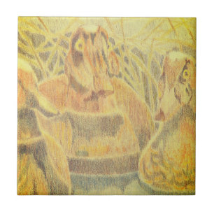 Houten Eenden op Water Tegeltje