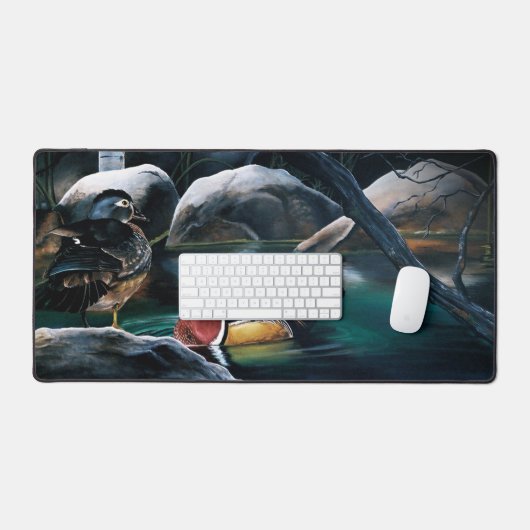 Houten eendenvijver bureaumat (Keyboard & Muis)