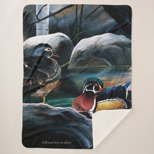 Houten eendenvijver sherpa deken (Voorkant)