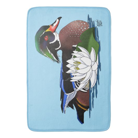 Houten eendenwaterlelie badmat (Voorkant Verticaal)