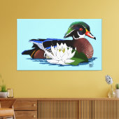 Houten eendenwaterlelie canvas afdruk (Insitu (Woonkamer))
