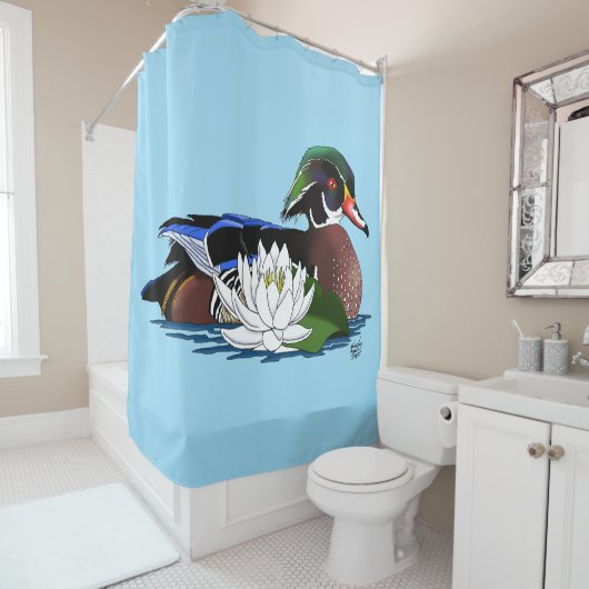 Houten eendenwaterlelie douchegordijn (In situ)