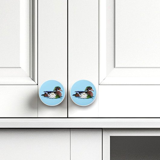 Houten eendenwaterlelie keramische knop