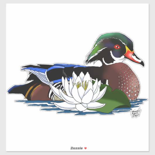 Houten eendenwaterlelie sticker (Vel)