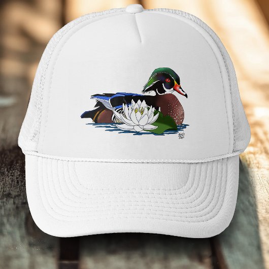 Houten eendenwaterlelie trucker pet