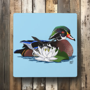 Houten eendenwaterlelie vierkante klok