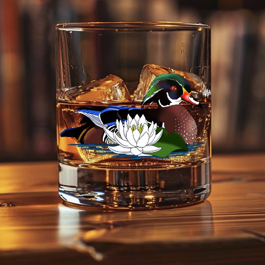 Houten eendenwaterlelie whisky glas